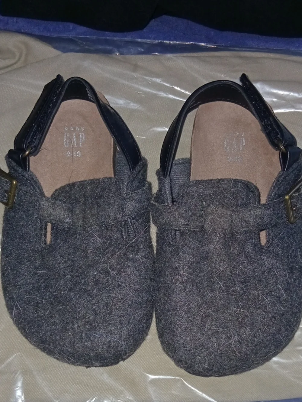 GAP Kids Dark Gray Wool-Blend Moccasin Mary Janes
